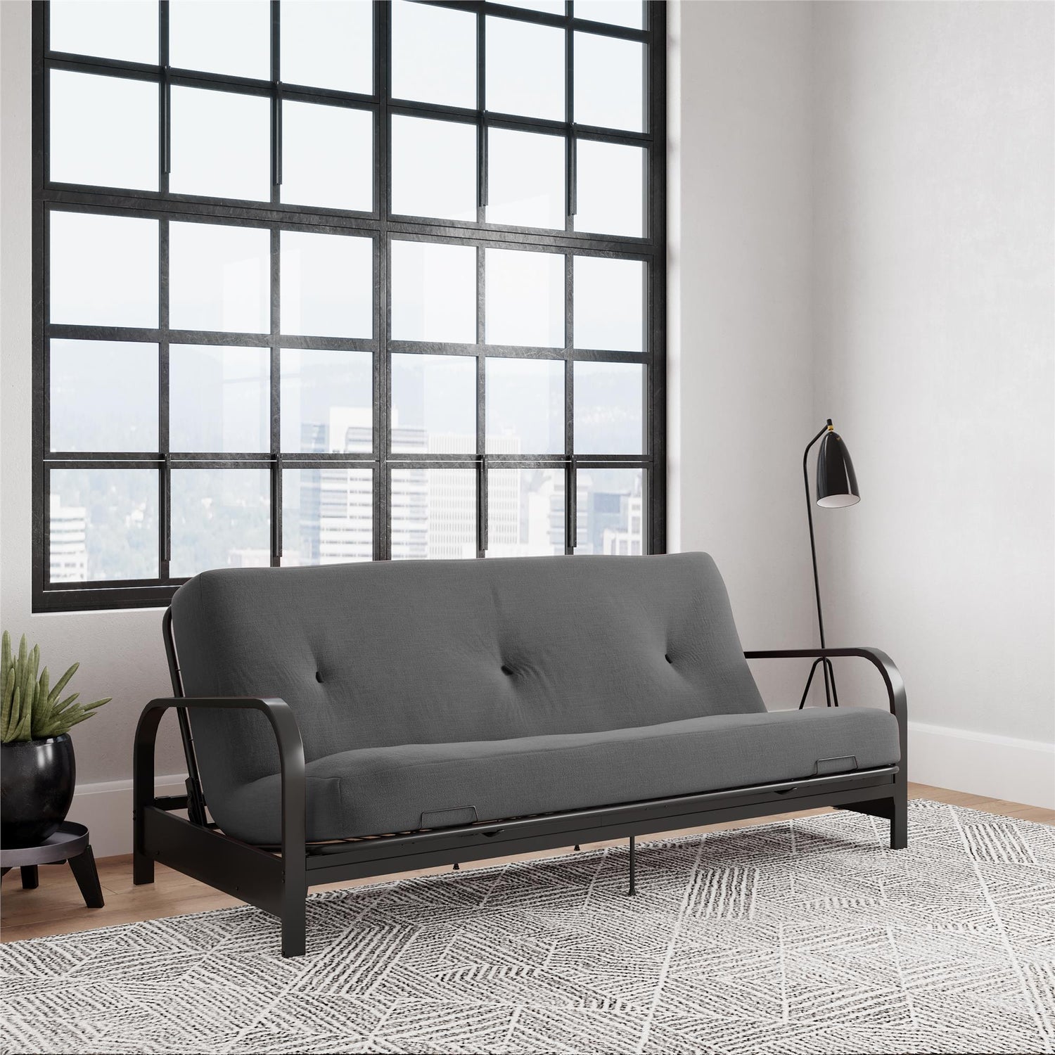 DHP Metal Arm Futon Frame with 6 Mattress The Brick