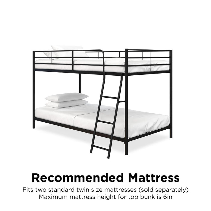 Dorel Home Atwater Living Bloor Small Space Twin Over Twin Bunk Bed - Black