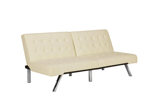 Atwater Living Elvia Convertible Faux Leather Futon - White