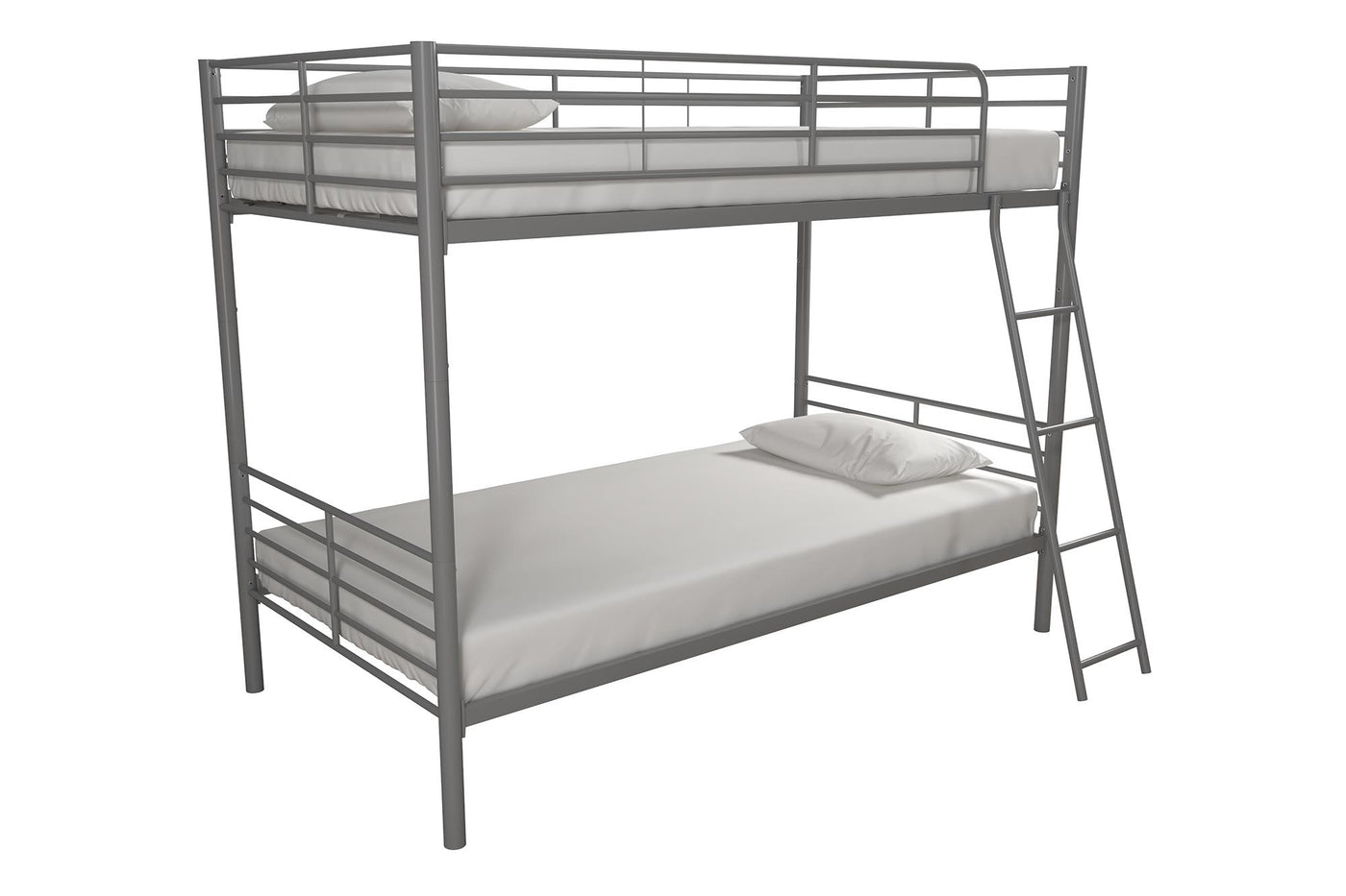 Dorel twin over full silver metal bunk store bed with set of 2 mattresses