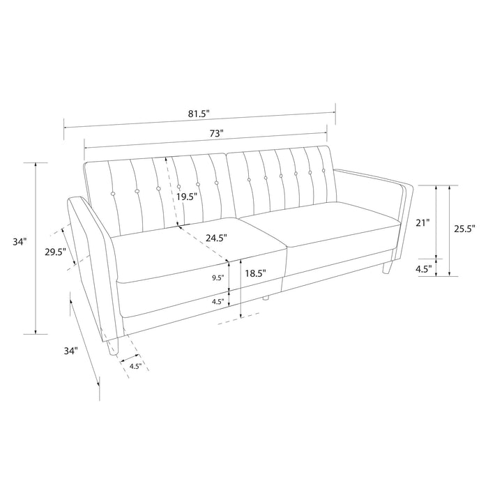 Dorel Home Atwater Living Lenna Tufted Velvet Futon - Tan