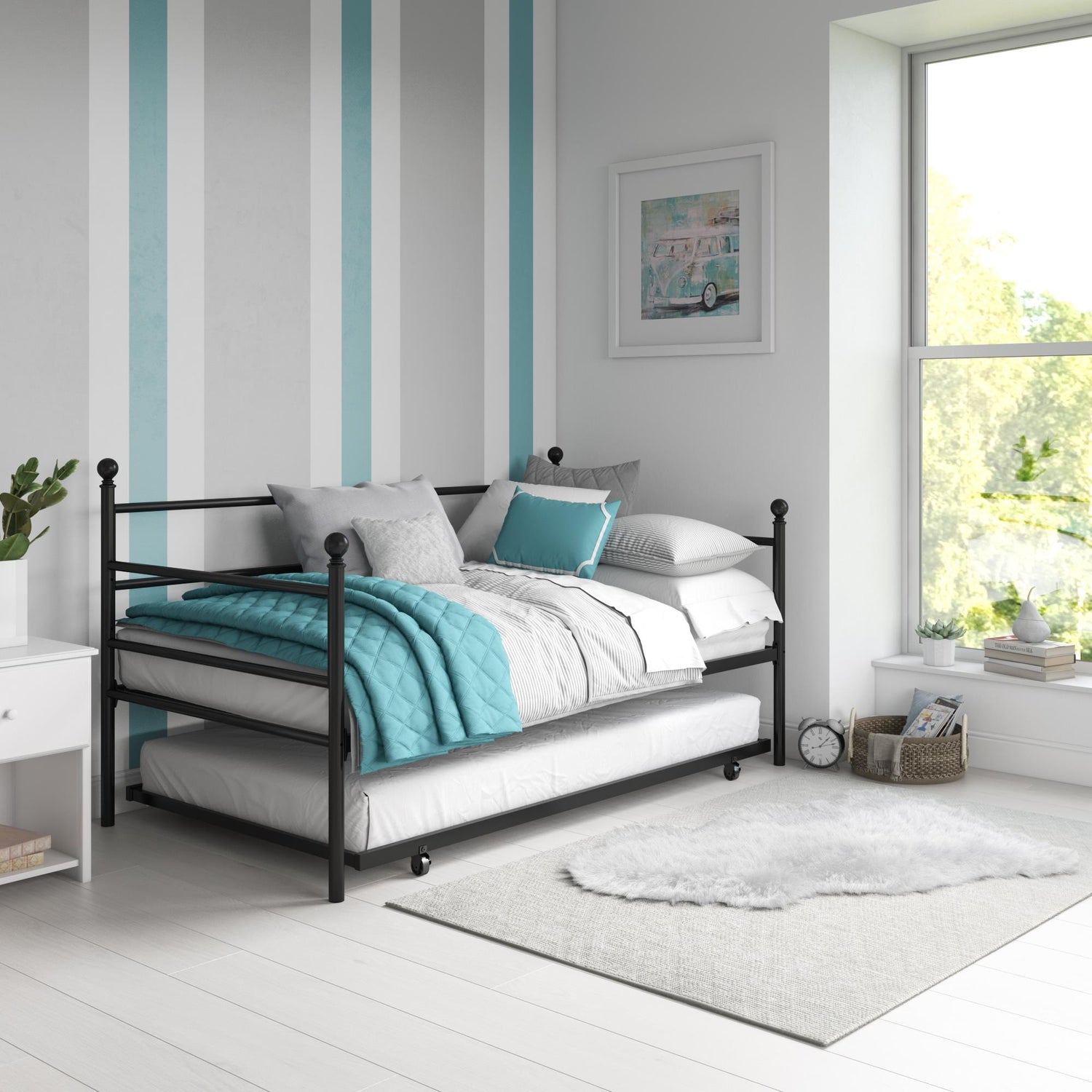 DHP Daybed and Trundle Metal Bed Black The Brick