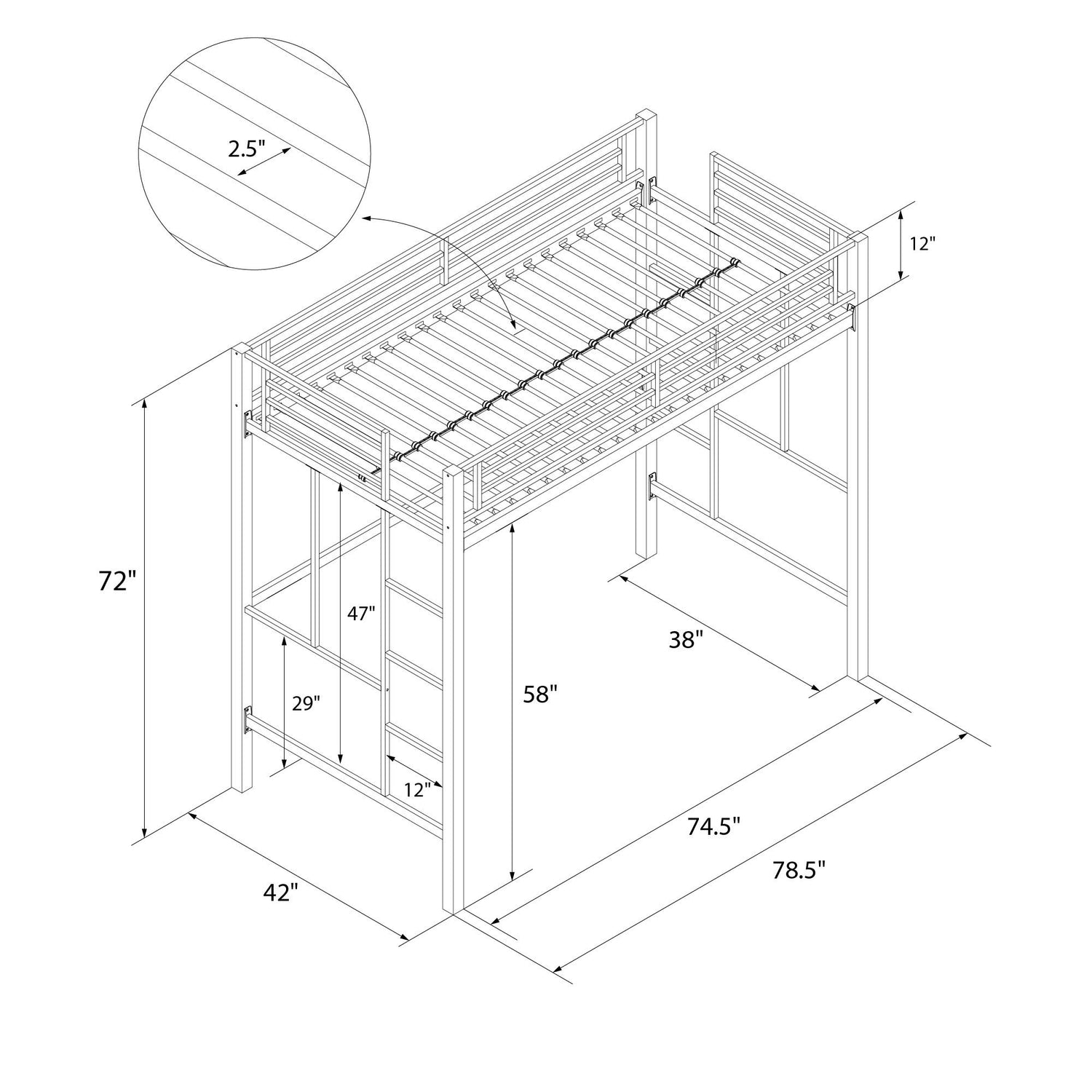 Your zone metal loft twin bed hot sale