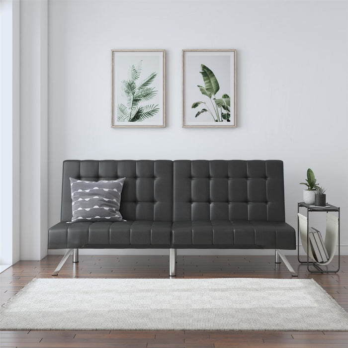 Dorel Home Atwater Living Elvia Convertible Faux Leather Futon - Black Faux Leather