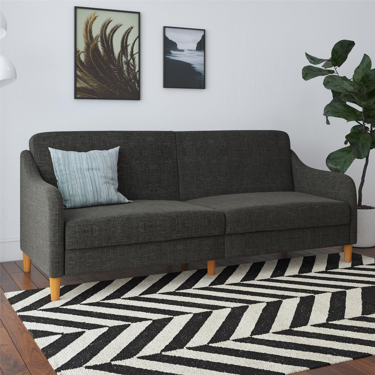Atwater Living Jodi Coil Linen Futon Grey The Brick