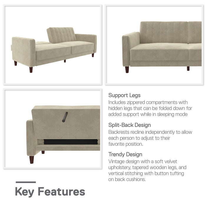 Dorel Home Atwater Living Lenna Tufted Velvet Futon - Tan