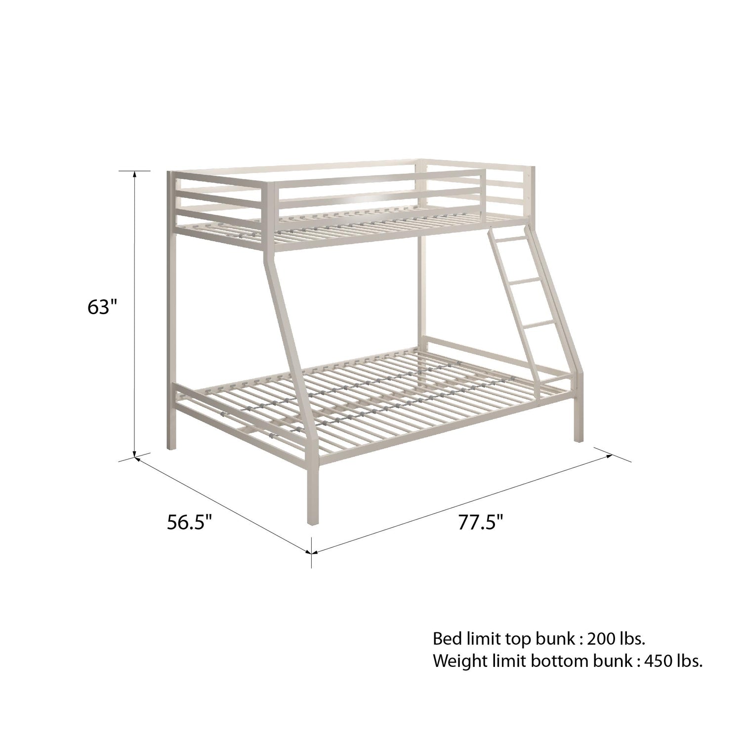White metal bunk beds twin over full cheap