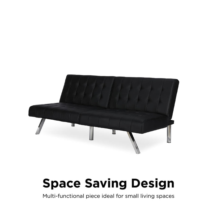 Dorel Home Atwater Living Elvia Convertible Faux Leather Futon - Black Faux Leather