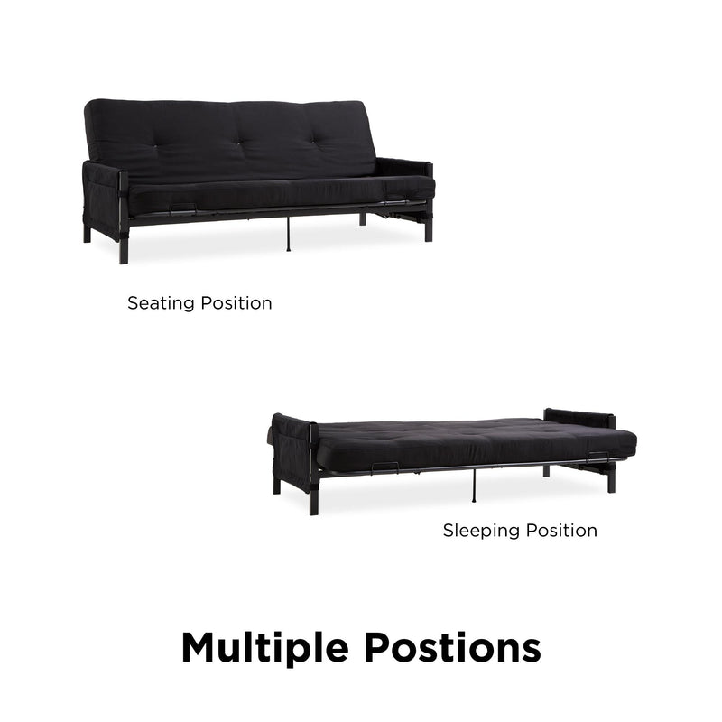 DHP Metal and Storage Arm Futon with 6" Mattress The Brick