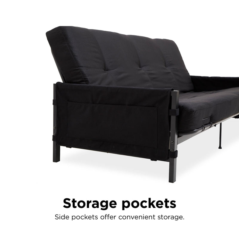 DHP Metal and Storage Arm Futon with 6" Mattress The Brick