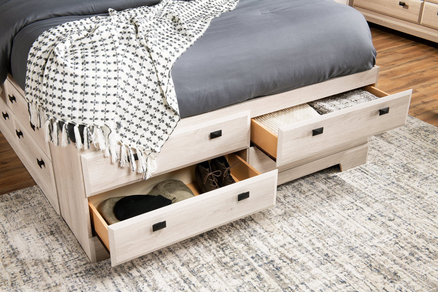 The brick queen storage bed sales