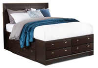 Yorkdale Queen 12 Drawer Storage Bed – Dark Brown