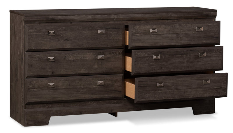 Yorkdale Bedroom 6-Drawer Dresser, 61.4\"W x 32.3\"H, Made in Canada - Grey