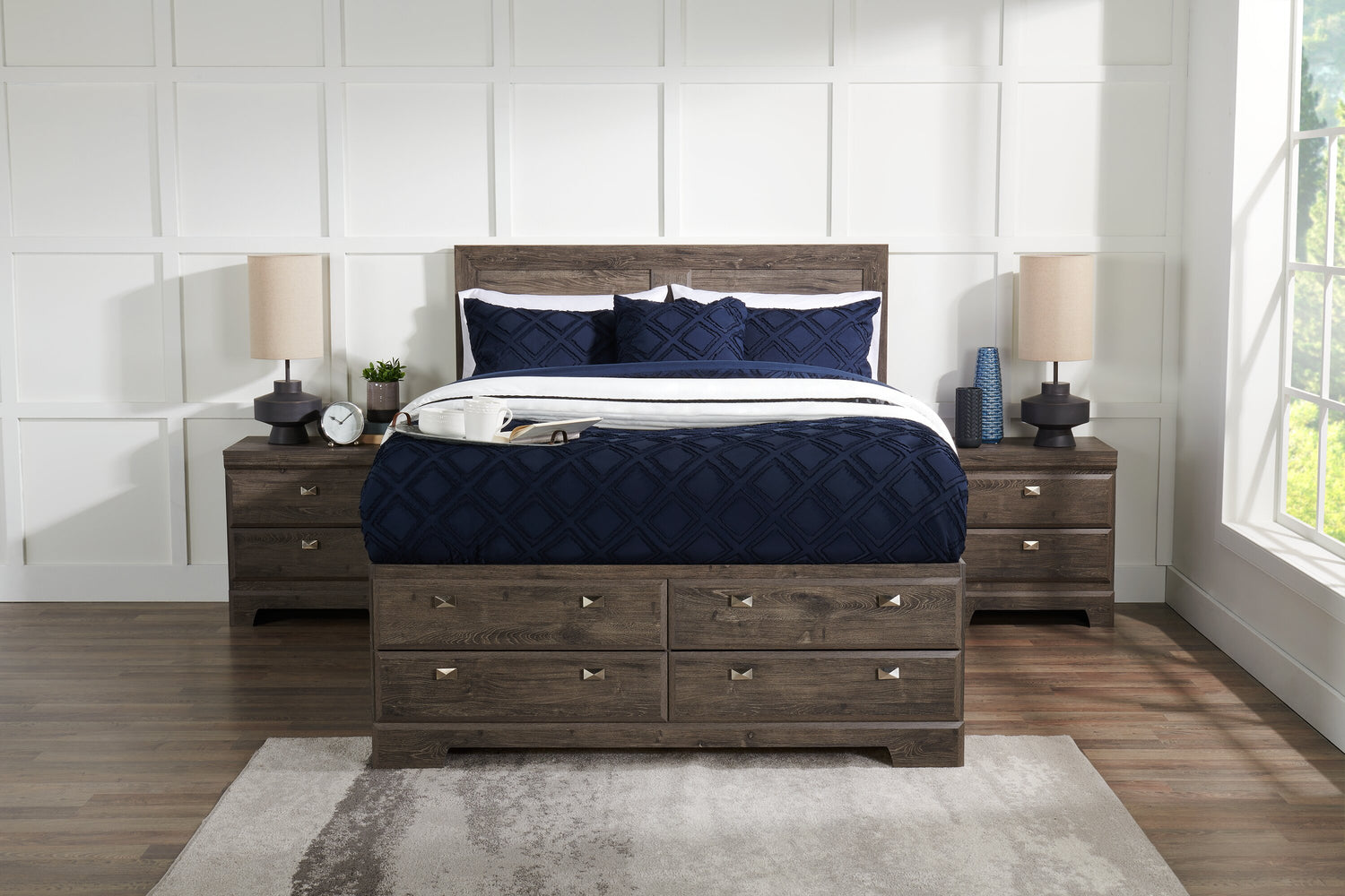 Yorkdale 12 Drawer Platform Bed with Headboard Storage Frame Mad. The Brick