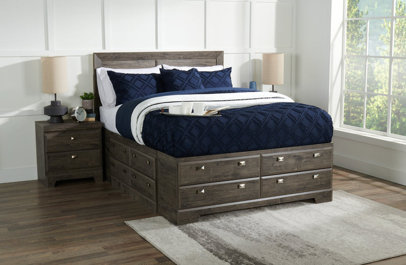 Yorkdale Queen 12 Drawer Storage Bed Grey The Brick