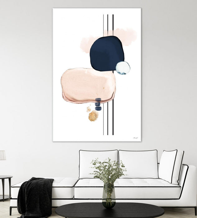 \"Abstract Study Blush And Navy Blue\" Giant Art 72x48 Wall Art
