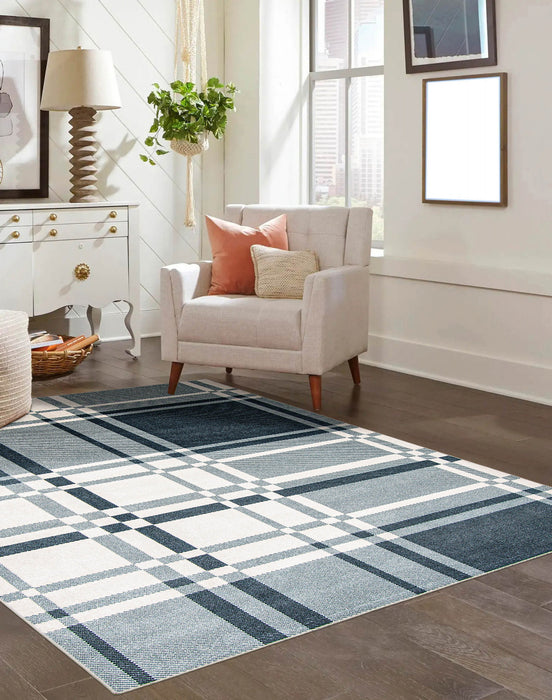 Roma Blue Machine Washable Area Rug - 5'0\" x 7'0\"