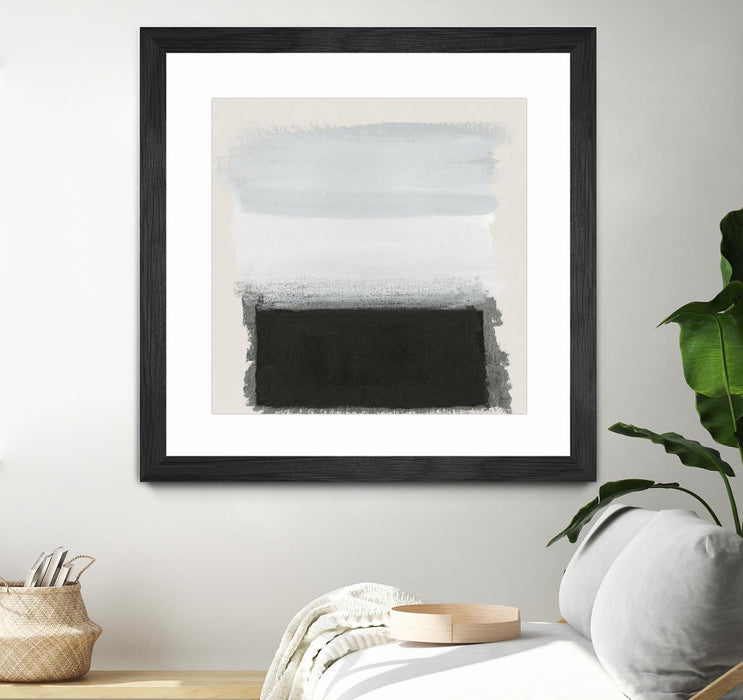 \"Star Night Interlude\" Matted and Framed Black 30x30 Wall Art