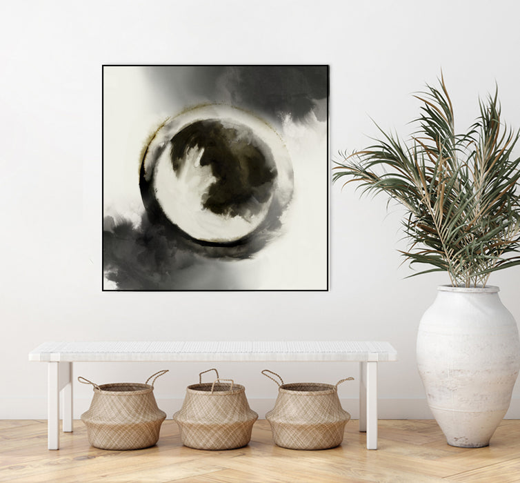 \"Smokey Circumference\" Canvas Framed Black 20x20 Wall Art