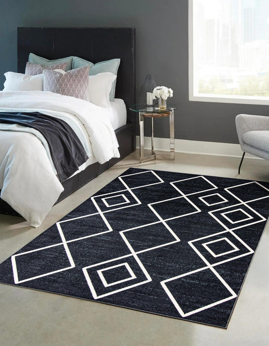 Kenza Blue Machine Washable Area Rug - 5'0\" x 7'0\"