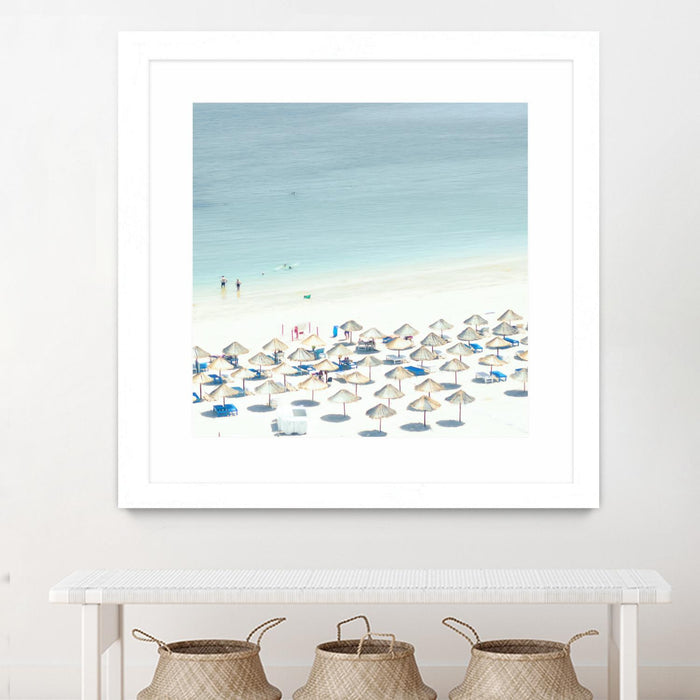 \"Sesimbra I\" Matted and Framed White 36x36 Wall Art