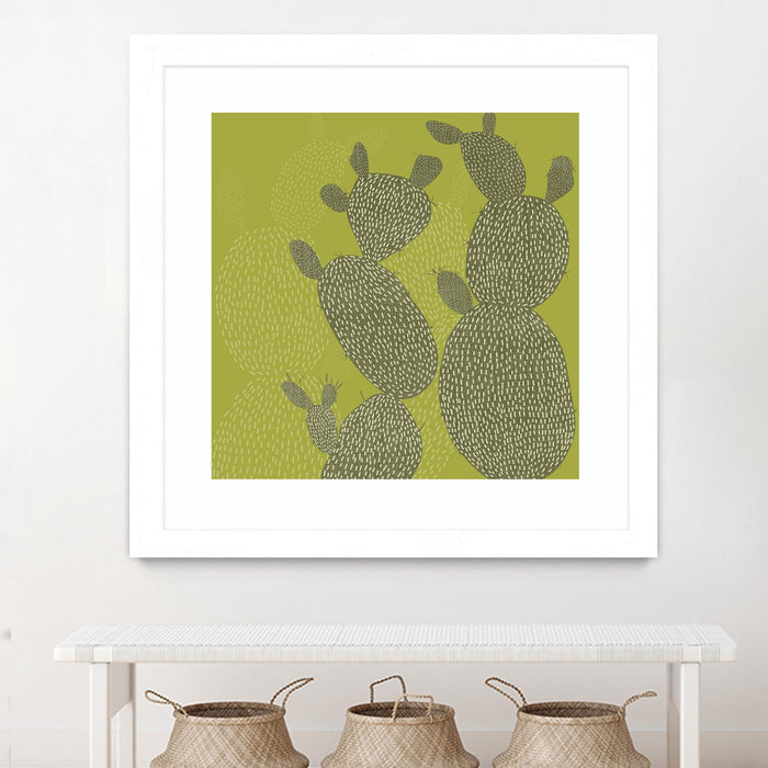 \"Opuntia Ii\" Matted and Framed White 36x36 Wall Art