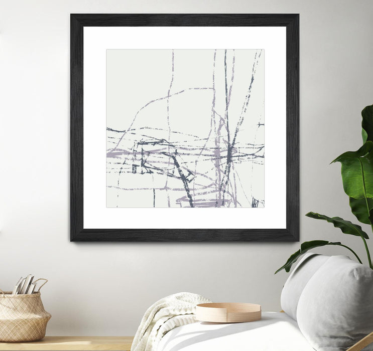 \"Chalk Doodles H\" Matted and Framed Black 30x30 Wall Art
