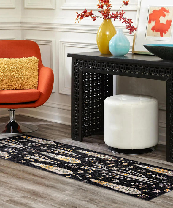 Pine Black Machine Washable Area Rug - 2'6\" x 8'0\"