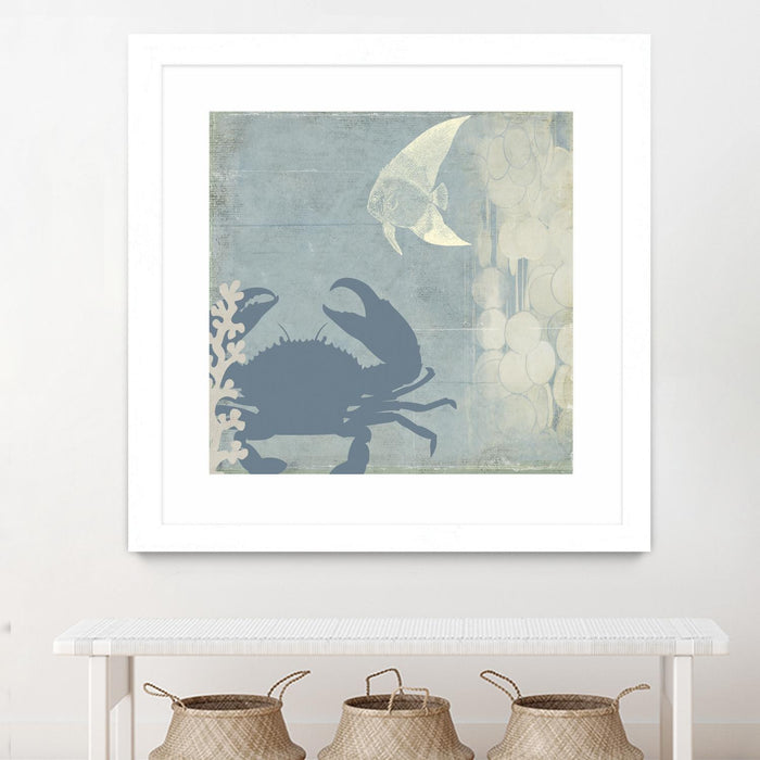 \"Ocean Life Ii\" Matted and Framed White 30x30 Wall Art