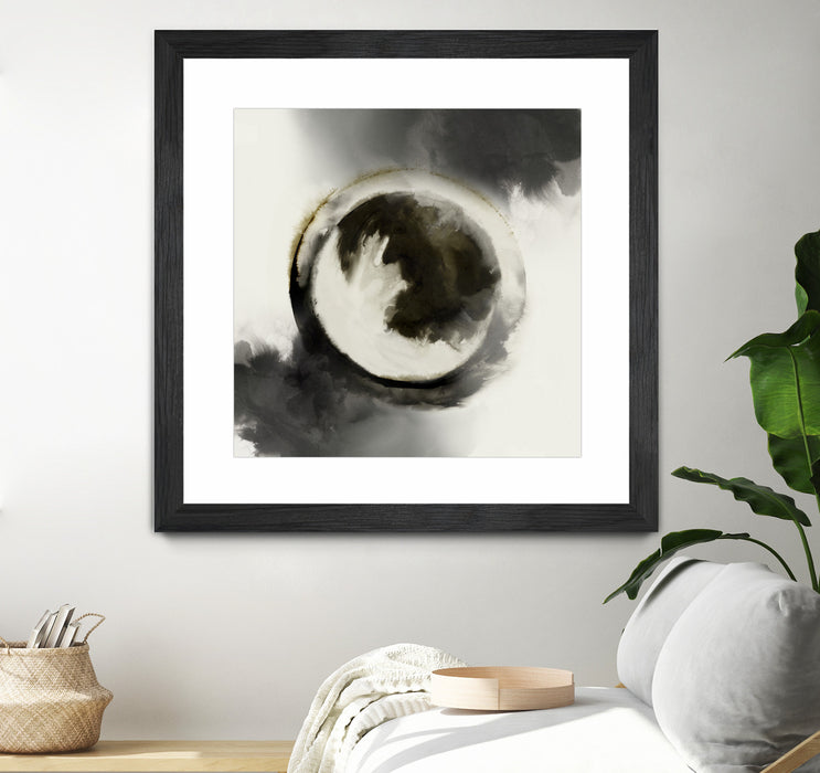 \"Smokey Circumference\" Matted and Framed Black 36x36 Wall Art