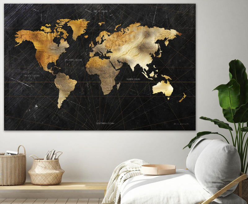 \"Dramatic World Map\" Giant Art 84x54 Wall Art