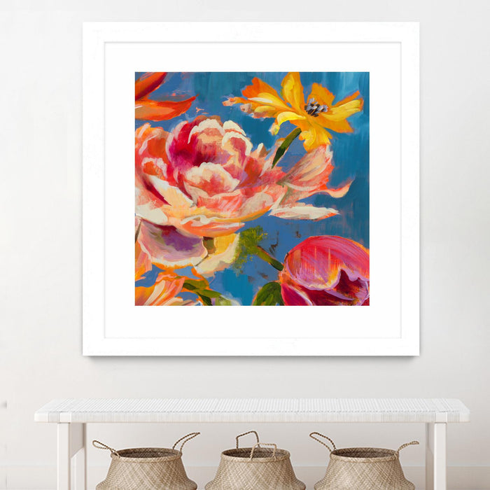 \"Spring Bouquet V31\" Matted and Framed White 36x36 Wall Art