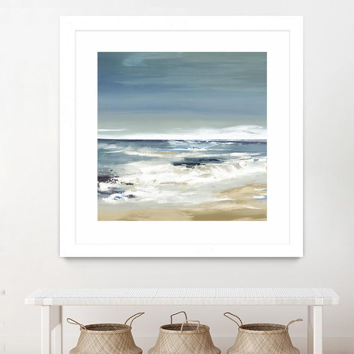 \"East Coast Ii\" Matted and Framed White 36x36 Wall Art