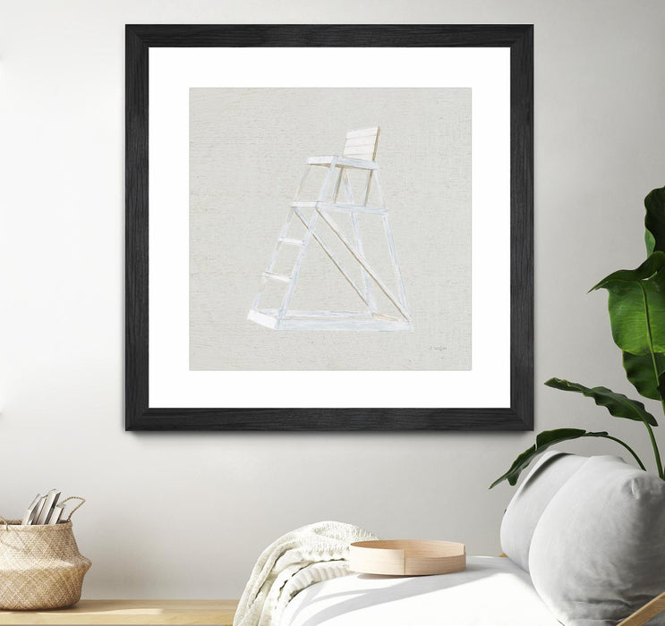 \"Serene Seaside Ii Tan\" Matted and Framed Black 30x30 Wall Art