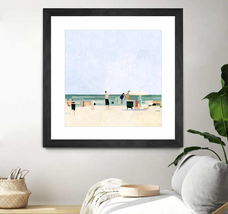 \"Family Vacation I\" Matted and Framed Black 30x30 Wall Art