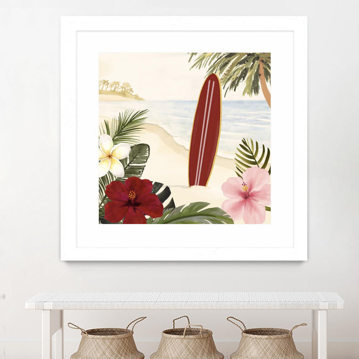 \"Aloha Ii\" Matted and Framed White 30x30 Wall Art