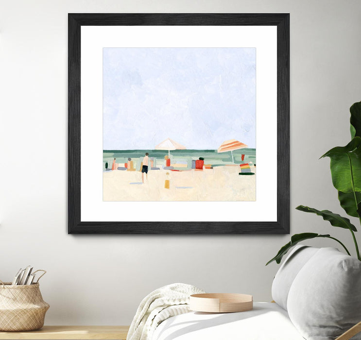 \"Family Vacation Ii\" Matted and Framed Black 36x36 Wall Art