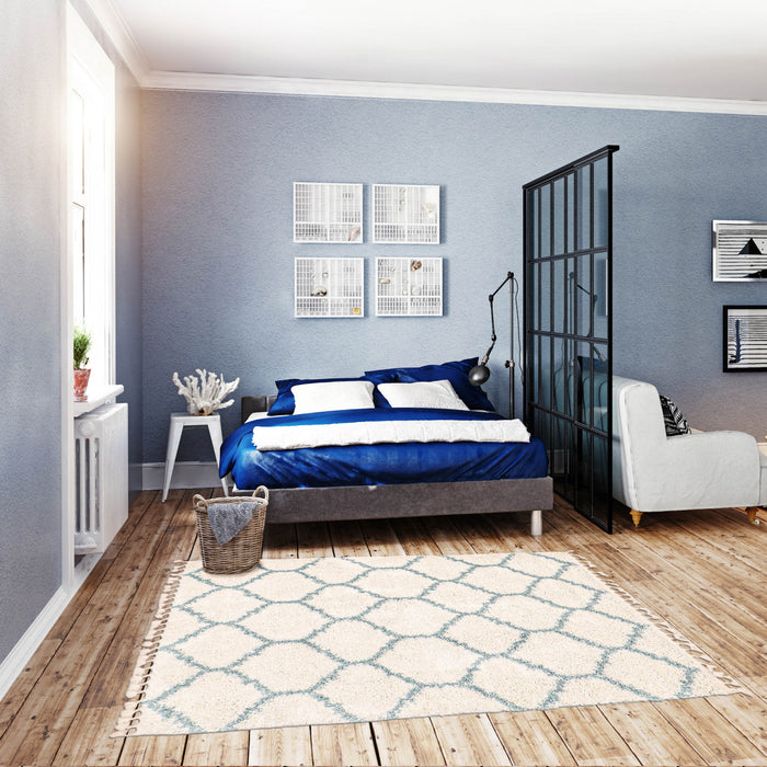Helma Trellis Cream Shag 5'3\" X 7'3\" Area Rug