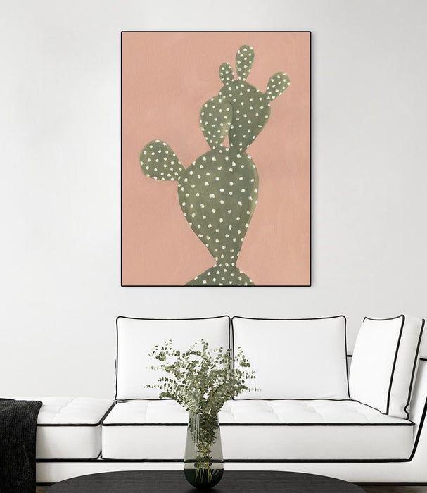 \"Coral Cacti Ii\" Canvas Framed Black 30x40 Wall Art