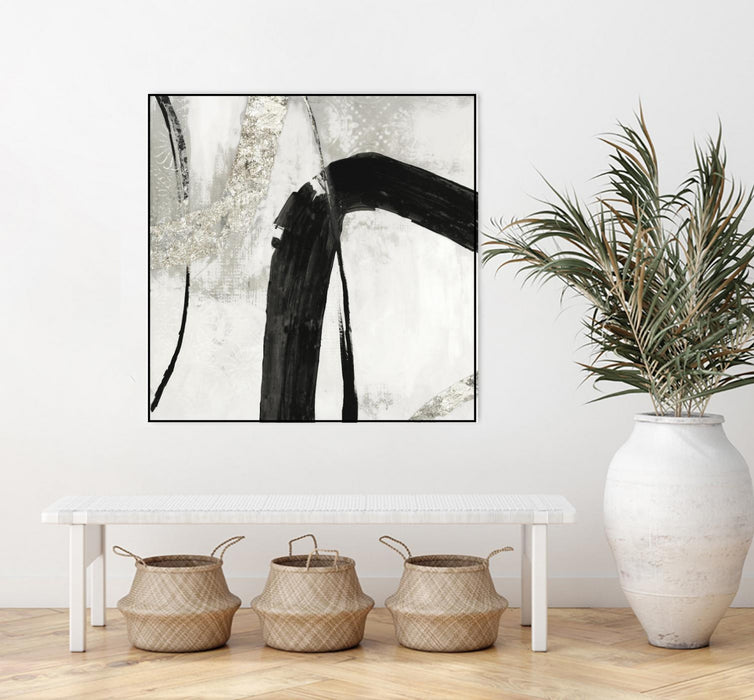 \"Black Ink Ii\" Canvas Framed Black 20x20 Wall Art