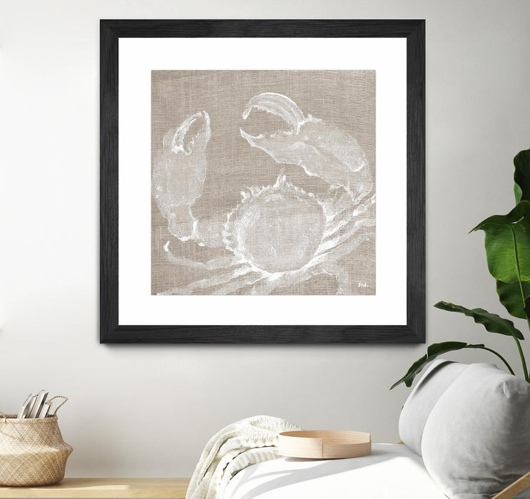\"Neutral Surf Side I\" Matted and Framed Black 30x30 Wall Art