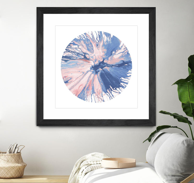 \"Spin Art 21\" Matted and Framed Black 30x30 Wall Art