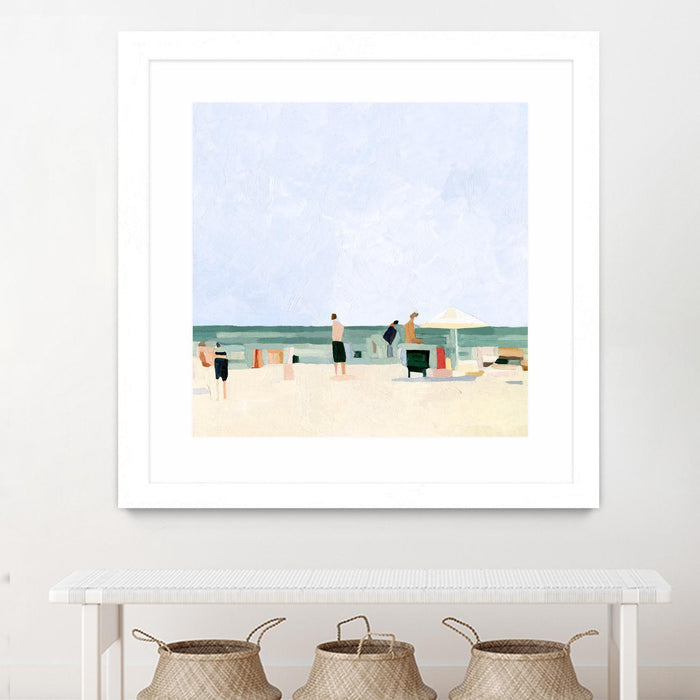 \"Family Vacation I\" Matted and Framed White 30x30 Wall Art