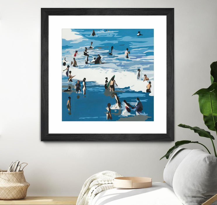\"Surf's Up\" Matted and Framed Black 30x30 Wall Art