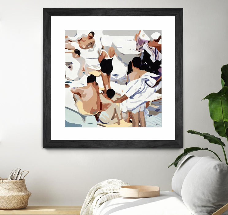 \"Tammy & Greg's Pool Party\" Matted and Framed Black 36x36 Wall Art