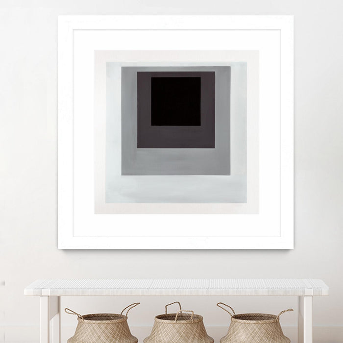 \"Inside Box Thinker\" Matted and Framed White 30x30 Wall Art