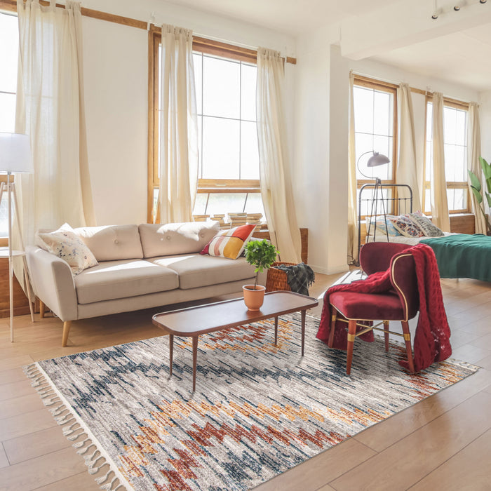 Vera Sun Ivory/Blue Area Rug - 5'2\" x 7'5\"