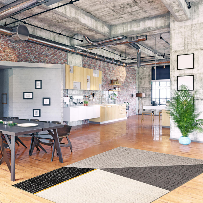 Theano Black 5'3\" x 7'7\" Area Rug