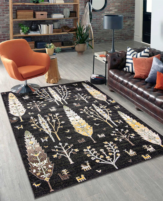 Pine Black Machine Washable Area Rug - 8'0\" x 10'0\"