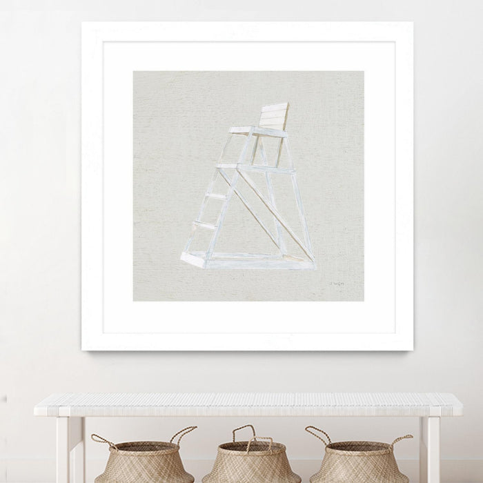 \"Serene Seaside Ii Tan\" Matted and Framed White 30x30 Wall Art